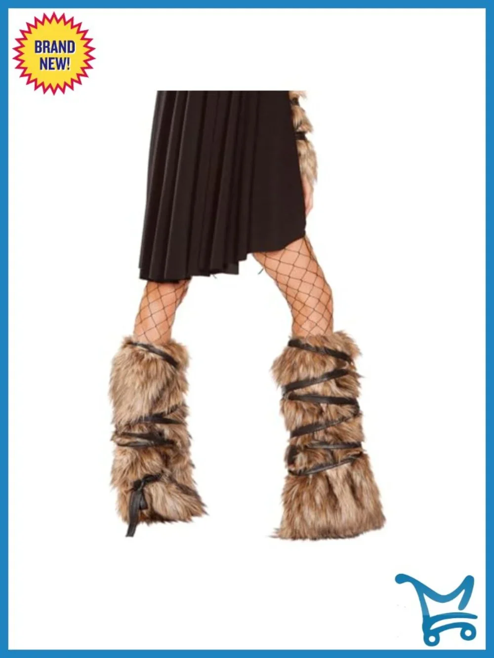 Faux Fur Arm Warmers with Leather Band, Medieval Costume